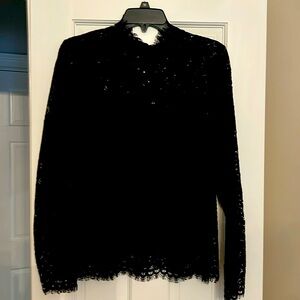 J. Crew scalloped lace mockneck top